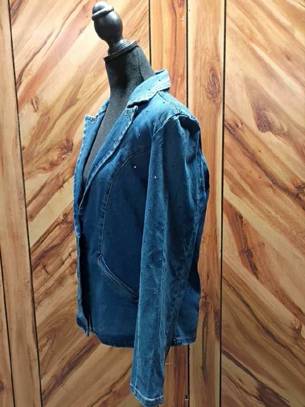 Nwt DG2 By Diane Gilman Tailored Denim Jacket/Blazer With Rhinestone Size L - Picture 3 of 11